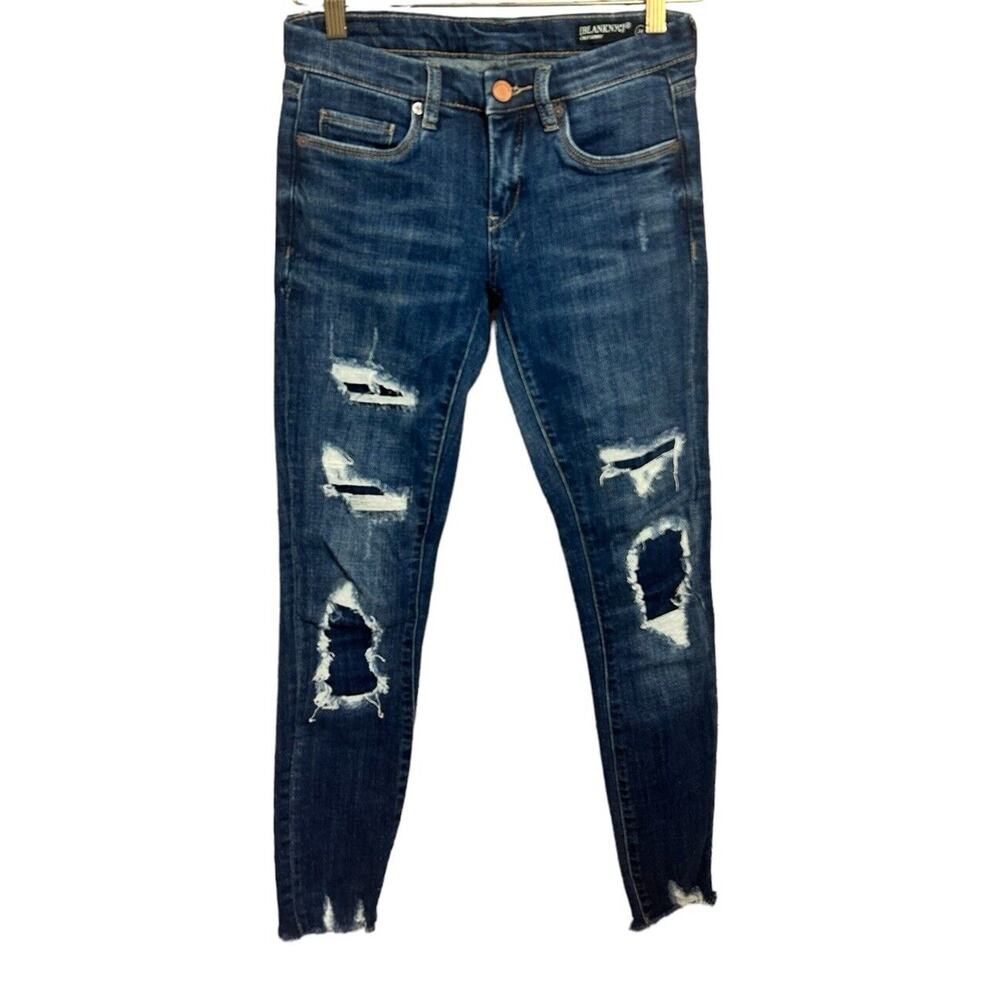 BLANKNYC Crop Skinny Sz 24 Ripped Distressed 27" Inseam Stretch Pant Raw Hem
